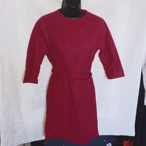 Vintage 70's Helen Whiting Women's Pink 3/4 Sleeve Dress, back zip, belted, sz 9